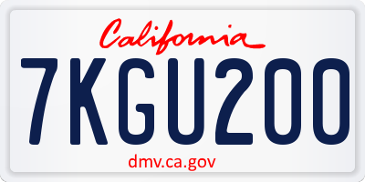 CA license plate 7KGU200