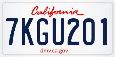 CA license plate 7KGU201
