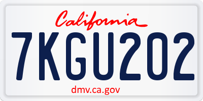 CA license plate 7KGU202