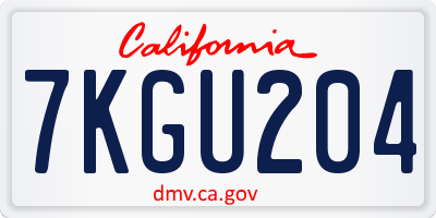 CA license plate 7KGU204