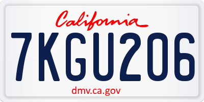 CA license plate 7KGU206