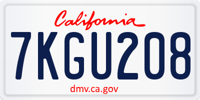 CA license plate 7KGU208