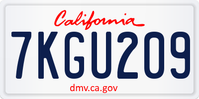 CA license plate 7KGU209