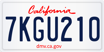 CA license plate 7KGU210