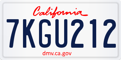 CA license plate 7KGU212
