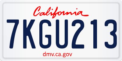 CA license plate 7KGU213