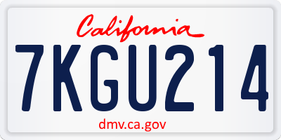 CA license plate 7KGU214