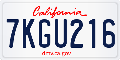 CA license plate 7KGU216