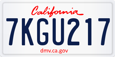 CA license plate 7KGU217