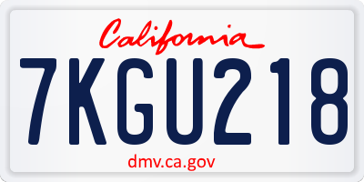 CA license plate 7KGU218