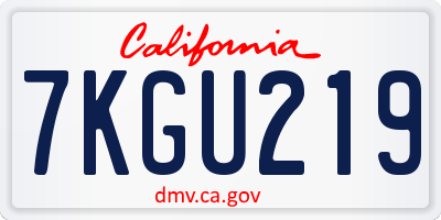 CA license plate 7KGU219