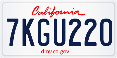 CA license plate 7KGU220