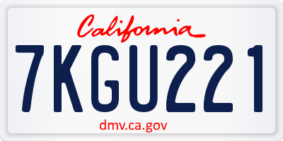 CA license plate 7KGU221