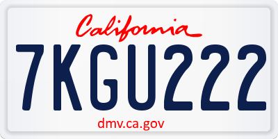 CA license plate 7KGU222