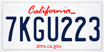 CA license plate 7KGU223