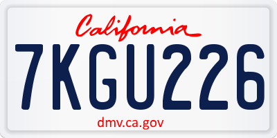 CA license plate 7KGU226
