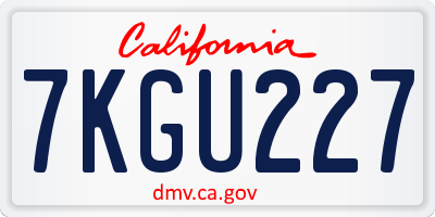 CA license plate 7KGU227