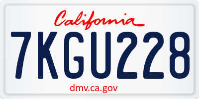 CA license plate 7KGU228
