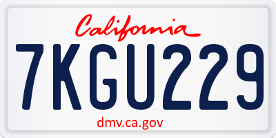 CA license plate 7KGU229