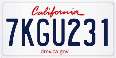 CA license plate 7KGU231
