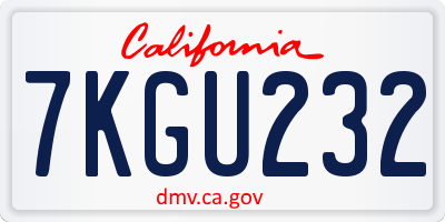 CA license plate 7KGU232