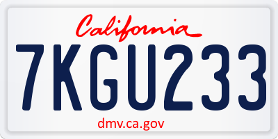 CA license plate 7KGU233