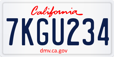CA license plate 7KGU234