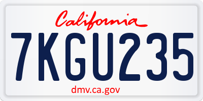 CA license plate 7KGU235