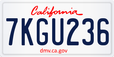 CA license plate 7KGU236