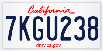 CA license plate 7KGU238