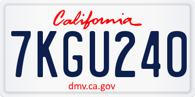 CA license plate 7KGU240