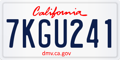 CA license plate 7KGU241