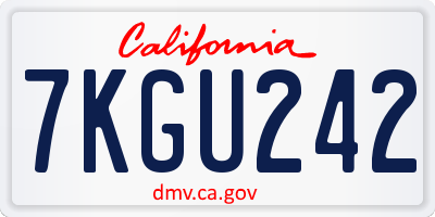 CA license plate 7KGU242