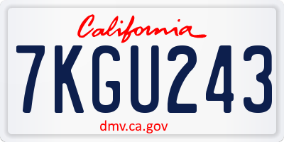 CA license plate 7KGU243