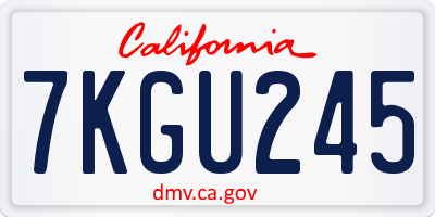 CA license plate 7KGU245