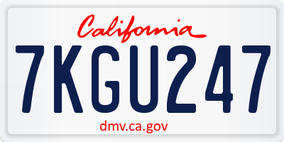 CA license plate 7KGU247