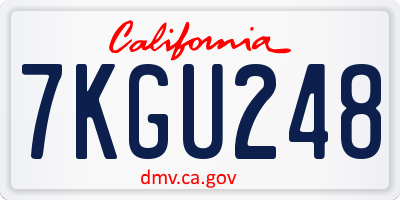 CA license plate 7KGU248