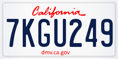 CA license plate 7KGU249