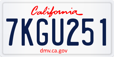 CA license plate 7KGU251