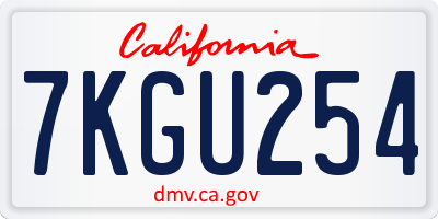 CA license plate 7KGU254