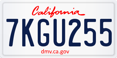 CA license plate 7KGU255