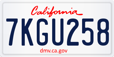 CA license plate 7KGU258