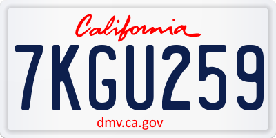 CA license plate 7KGU259