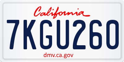 CA license plate 7KGU260