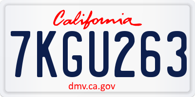 CA license plate 7KGU263
