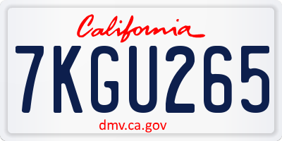 CA license plate 7KGU265