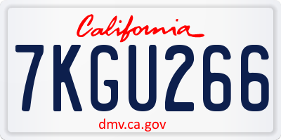 CA license plate 7KGU266