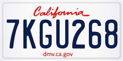 CA license plate 7KGU268