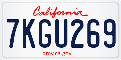 CA license plate 7KGU269