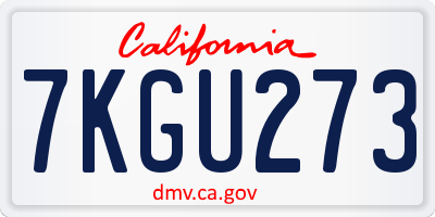 CA license plate 7KGU273